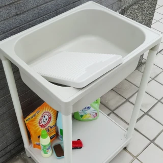 【Abis】日式穩固耐用ABS中型塑鋼洗衣槽-附活動洗衣板(2入)