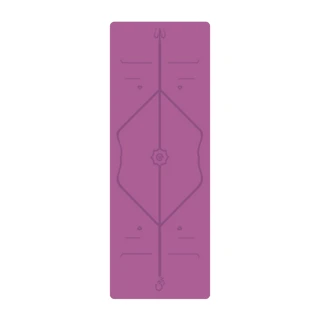 【生活良品】頂級PU天然橡膠瑜珈墊-正位體位線-厚度5mm高回彈專業版-粉紫色(贈牛津布600D背袋及綁帶)