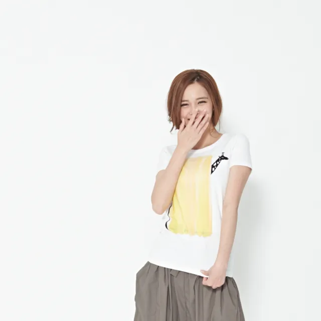 【so that’s me 好我】長頸鹿圓領短袖蜜桃棉女Tee(純白)