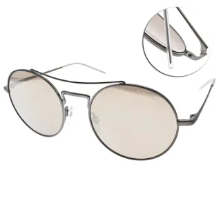 【EMPORIO ARMANI】太陽眼鏡 雙槓圓框眼鏡(槍-淡白水銀#EA2061 30035A)