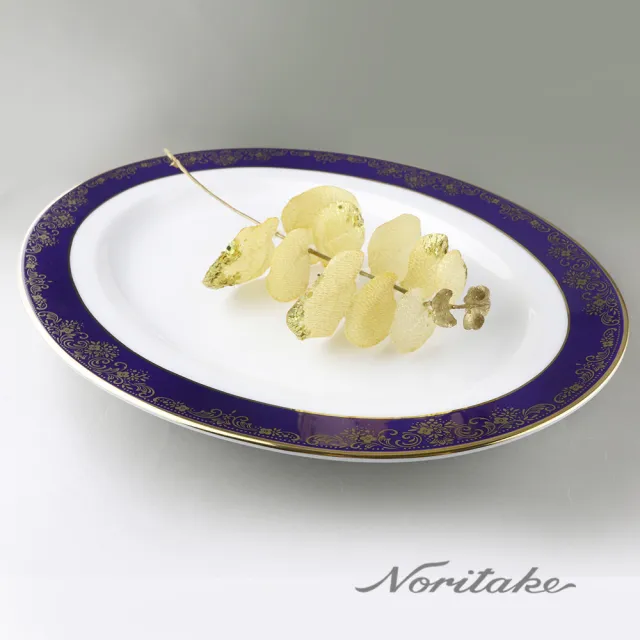 【NORITAKE】藍色樂章橢圓盤29cm(日本皇室御用瓷器品牌)