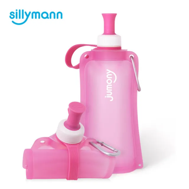 【韓國sillymann】100%簡約便攜捲式鉑金矽膠水瓶-550ml(甜心粉)
