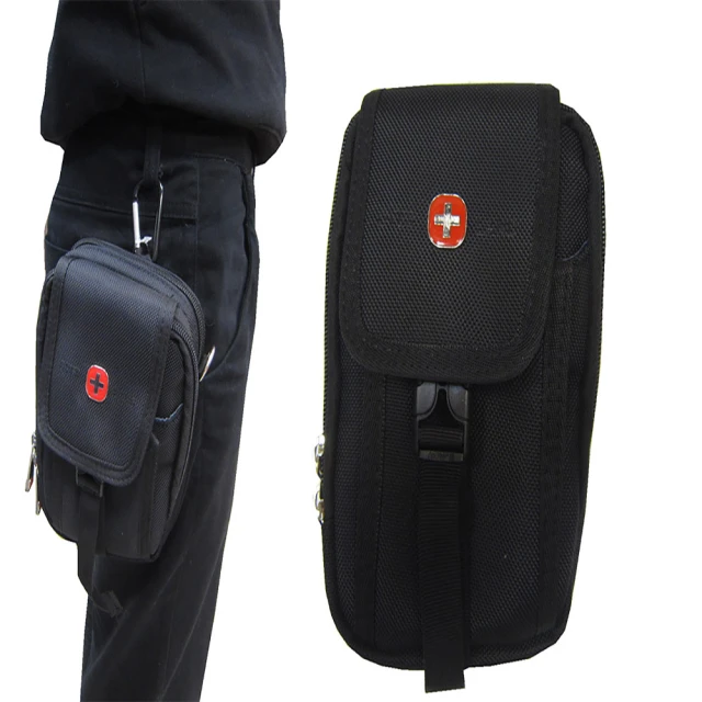 OverLand 腰包外掛型主袋可5.5寸手機防水尼龍布(隨身物品包工作工具袋可穿過皮帶外掛附背帶)
