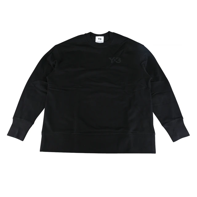 【Y-3 山本耀司】經典左胸黑字LOGO純棉長袖T恤(男款/黑)