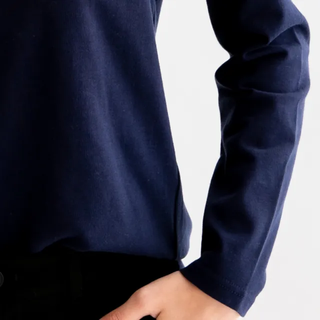 【Arnold Palmer 雨傘】女裝-草寫簽名LOGO圓領上衣(深藍色)