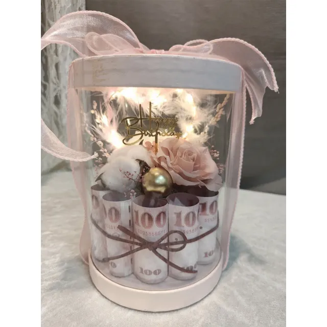 【OSTARA FLORIST 奧斯塔拉花藝】永生花生日蛋糕(永生花材、不凋玫瑰、永生配材、有錢花蛋糕)