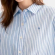 【Arnold Palmer 雨傘】女裝-撞色條紋拼接寬鬆落肩襯衫(淺藍色)
