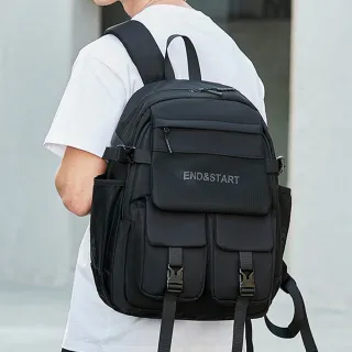 【MoonDy】後背包 書包 減壓後背包 大容量包包 黑色後背包 韓國書包 休閒包包 旅行包 大學生後背包 電腦包