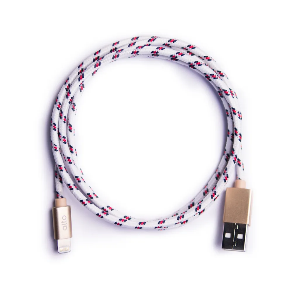 【Alto】Braided Lightning 編織花紋 Cable - 白/香檳金(alto  棉紗編織設計)