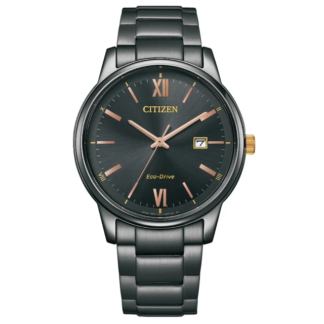 CITIZEN 星辰 PAIR 簡約都市羅馬光動能時尚男錶-黑/40mm(BM6976-72E)