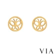 【VIA】白鋼耳釘 蝴蝶耳釘/昆蟲系列 可愛蝴蝶縷空圈圈造型白鋼耳釘(金色)