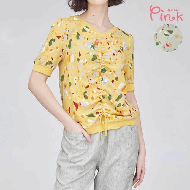 PINK NEW GIRL 繽紛多彩幾何抽繩上衣 L1208HD(2色)