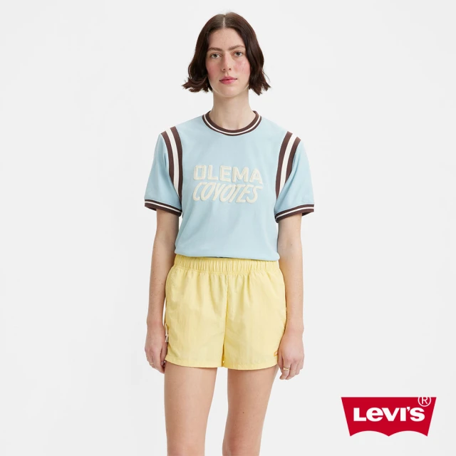 LEVIS Gold Tab金標系列 女款 寬鬆版短袖T恤 / 復古條紋運動風設計 / 淺藍 人氣新品