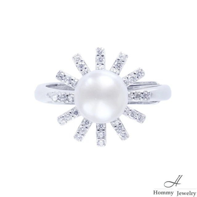 CC Diamond 天然南洋澳白珍珠 18K鑲鑽石戒指(9
