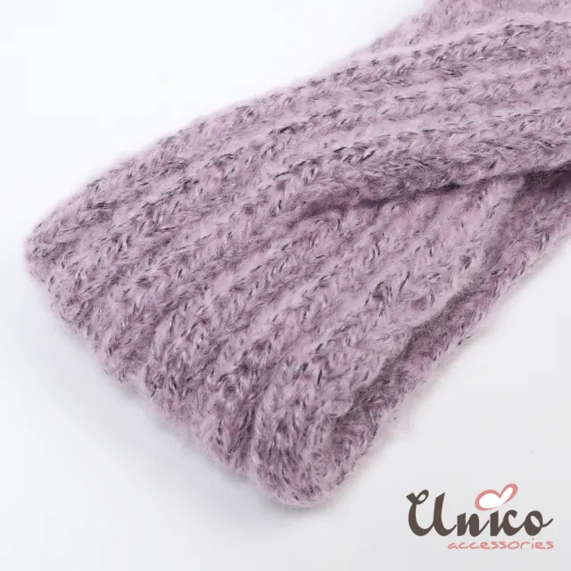 【UNICO】秋冬新款保暖質感紫色馬海毛寬髮帶/髮飾(聖誕/髮飾)