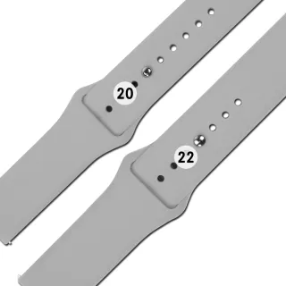 【Watchband】20.22 mm / 各品牌通用 快拆錶耳 輕盈舒適 運動型 穿式按夾扣 矽膠錶帶(灰色)