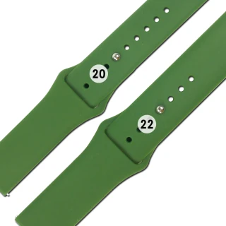 【Watchband】20.22 mm / 各品牌通用 快拆錶耳 輕盈舒適 運動型 穿式按夾扣 矽膠錶帶(綠色)
