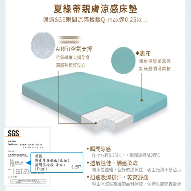 【日本旭川】夏綠蒂AIRFit氧活力親膚涼感2.2cm單人空氣床墊(感謝伊正推薦降溫透氣省電支撐)