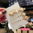 【BBHONEY】日韓系千鳥格質感鈕釦珍珠髮夾BB夾三件組(網美必備款)