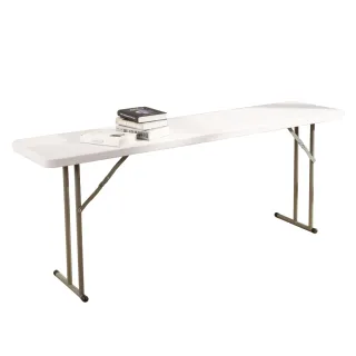 【LOGIS】邏爵LOGIS 輕便可折腳180*45.5塑鋼桌(防水輕巧 折合長桌 展示桌/會議桌)