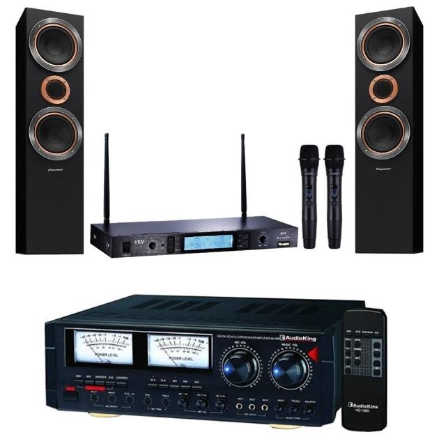 【Audioking】卡拉OK套組 HD-1000+TR-5600+S-RS55TB(擴大機/無線麥克風/主喇叭/K歌)