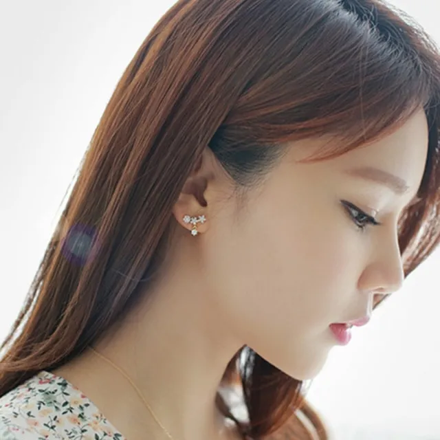 【Emi 艾迷】韓系星星花園點鑽絕美鋯石 925銀針 耳環
