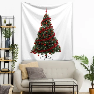 【聖誕布置/半島良品】24H發貨/聖誕裝飾掛布-紅聖誕樹/贈燈飾(掛毯 掛畫 沙灘巾 背景布  ins拍攝布景)