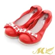 【MK】俏皮可愛系列-寶石水鑽蝴蝶結平底娃娃鞋(紅色)