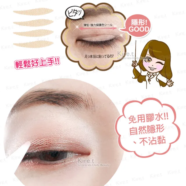 【kiret】無痕 網狀蕾絲 雙眼皮貼 眼線貼-眼皮下垂專用 尾部拉提 超值80枚入(美眼貼 眼線貼)