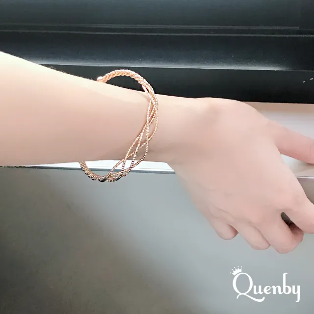 【Quenby】極簡編織花漾銀色手環/配件(飾品/配件/