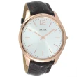 【ARTEX】ARTEX 雅致觸控鋼珠筆玫瑰金白+5605真皮手錶-褐/玫瑰金43mm