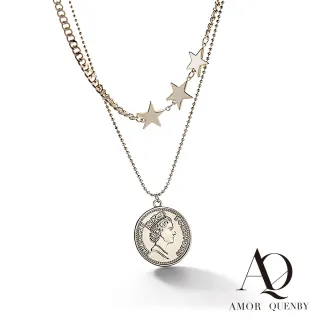 【AQ】歐美風雙層設計簡約短款百搭項鍊/頸鍊(AMOR Quenby/飾品/配件)
