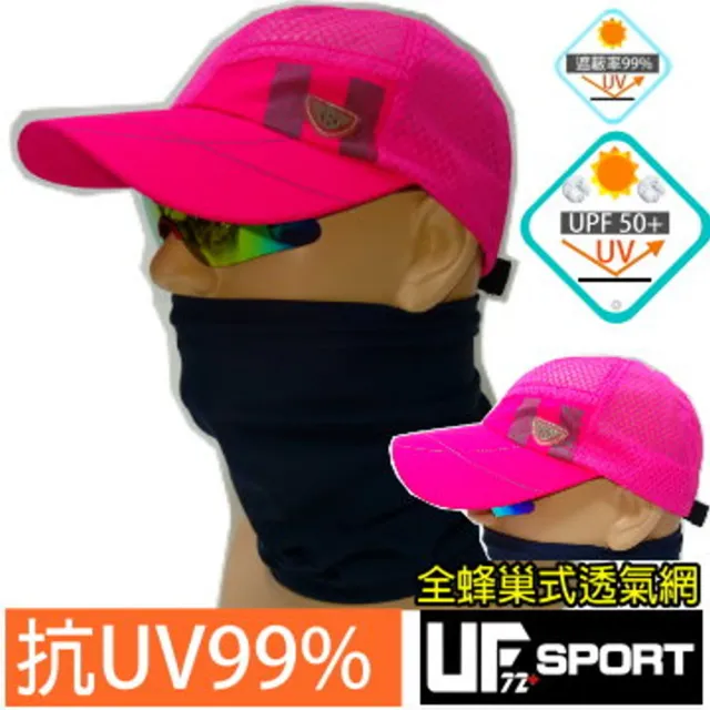 【山野行者】UF6629 抗UV蜂巢全透氣式螢光輕量運動帽/2入組(路砲/戶外登山/運動/生存野戰/釣魚/自行車)