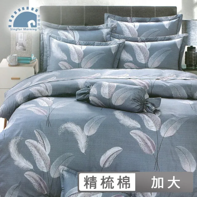 【幸福晨光】精梳棉六件式兩用被床罩組 / 沫羽翩翩 台灣製(加大)