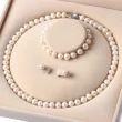 【Angel】優雅名媛珍珠項鍊耳環手環收藏3件套組(珍珠色)