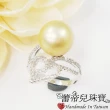 【蕾帝兒】桃花心金色貝珠戒指