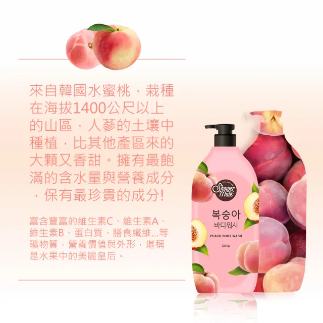 【ShowerMate】微風如沐 果香沐浴乳-甜蜜桃1200g