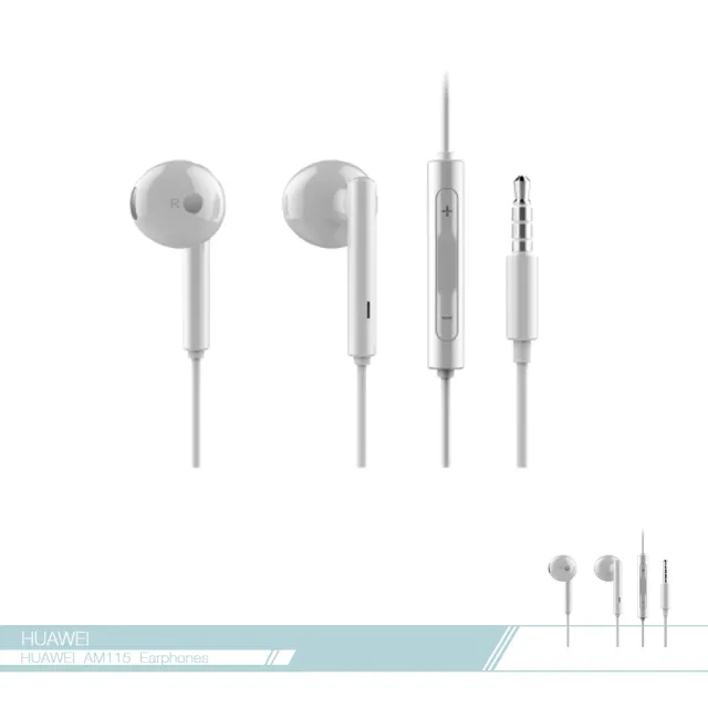 【HUAWEI 華為】原廠AM115 半入耳式耳機 3.5mm(盒裝拆售款)