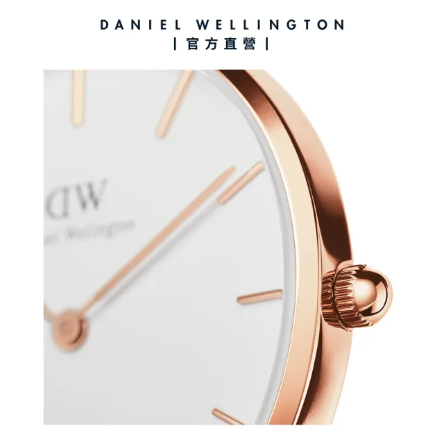 【Daniel Wellington】DW 手錶 Petite Dover 28mm純淨白織紋錶-玫瑰金框(DW00100313)