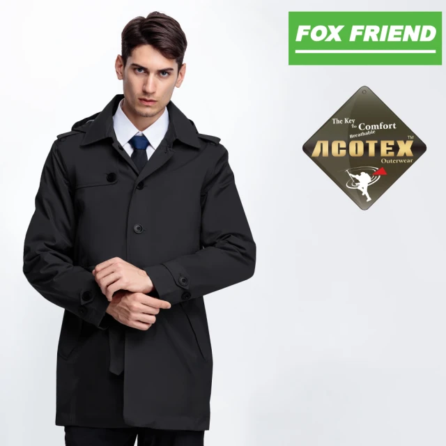 【FOX FRIEND 狐友】紳士風格防水鋪棉外套(369 黑色)