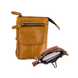 【玩皮工坊】真皮頭層牛皮男士3WAY多功能肩背腰包 LB90 男包(真皮包包 4色可選)