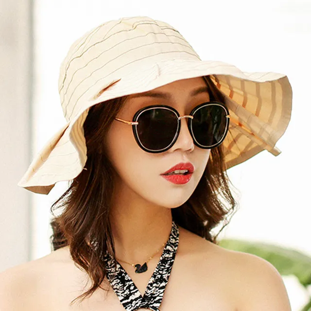 【EHD】女用防曬遮陽帽素面皺摺感空頂可調節可折疊收納(5色任選)