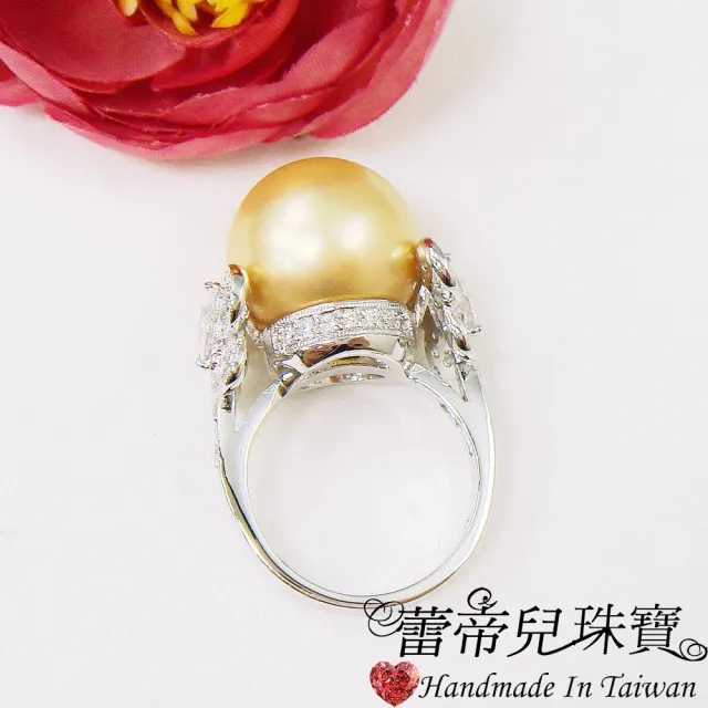 【蕾帝兒】蝶愛金色貝珠戒指