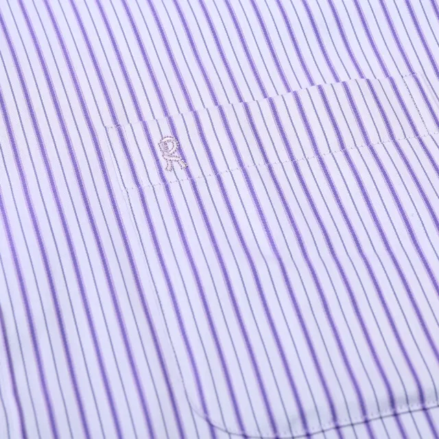【ROBERTA 諾貝達】台灣製 吸濕速乾 合身版 絲光棉長袖襯衫(紫色)