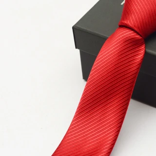 【拉福】兒童斜紋領帶窄版6cm拉鍊領帶配件(大紅)