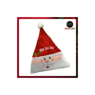 【交換禮物】摩達客-耶誕派對-小綠葉繡字紅絨布長毛聖誕帽(三入組)