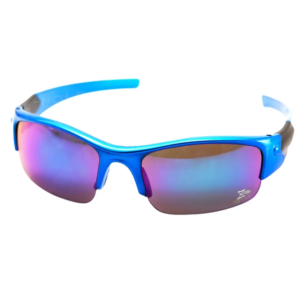 【Z-POLS】兒童專用烤漆質感藍 防爆安全電鍍七彩綠PC運動眼鏡(抗UV400 舒適框體設計運動太陽眼鏡)