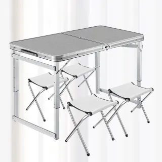 【VENCEDOR】鋁合金加粗方管露營桌 一桌四椅(露營必備 好收納 摺疊桌 工作桌 露營桌 露營組-1入)