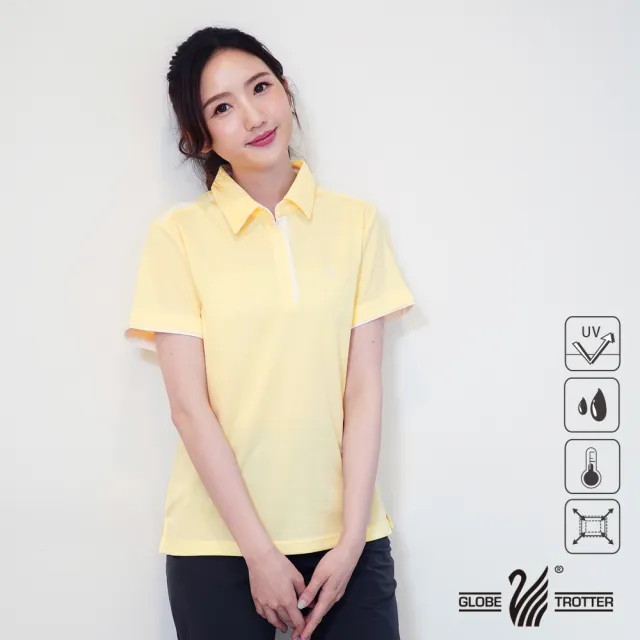 【遊遍天下】女款抗UV防曬涼感吸濕排汗機能POLO衫GS1033黃白(M-5L)