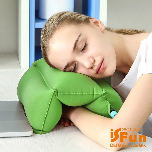 【iSFun】便利充氣＊旅行居家靠墊趴睡午睡枕/隨機色(隨機色)